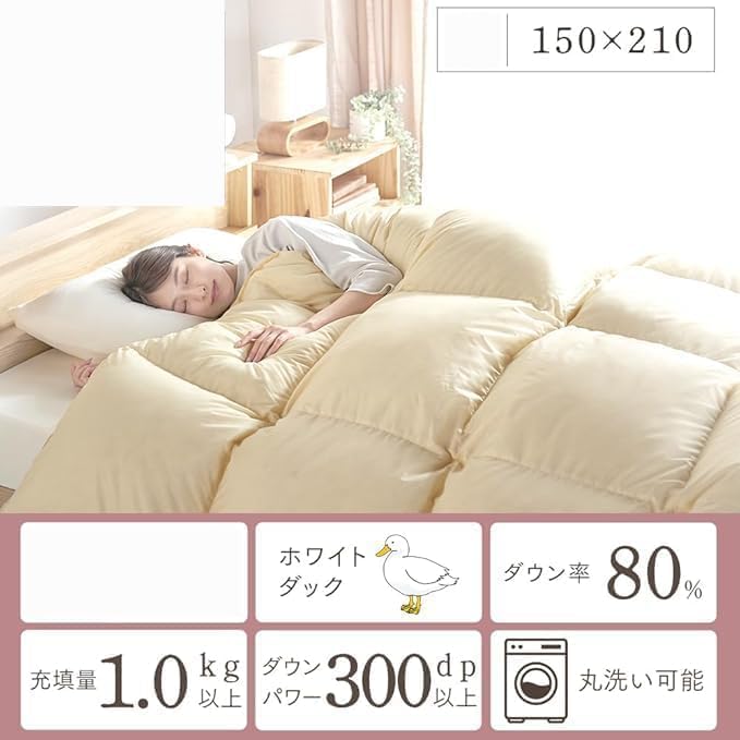 Amazon｜羽毛布団 ホワイトダックダウン80％ シングル 羽毛パワー